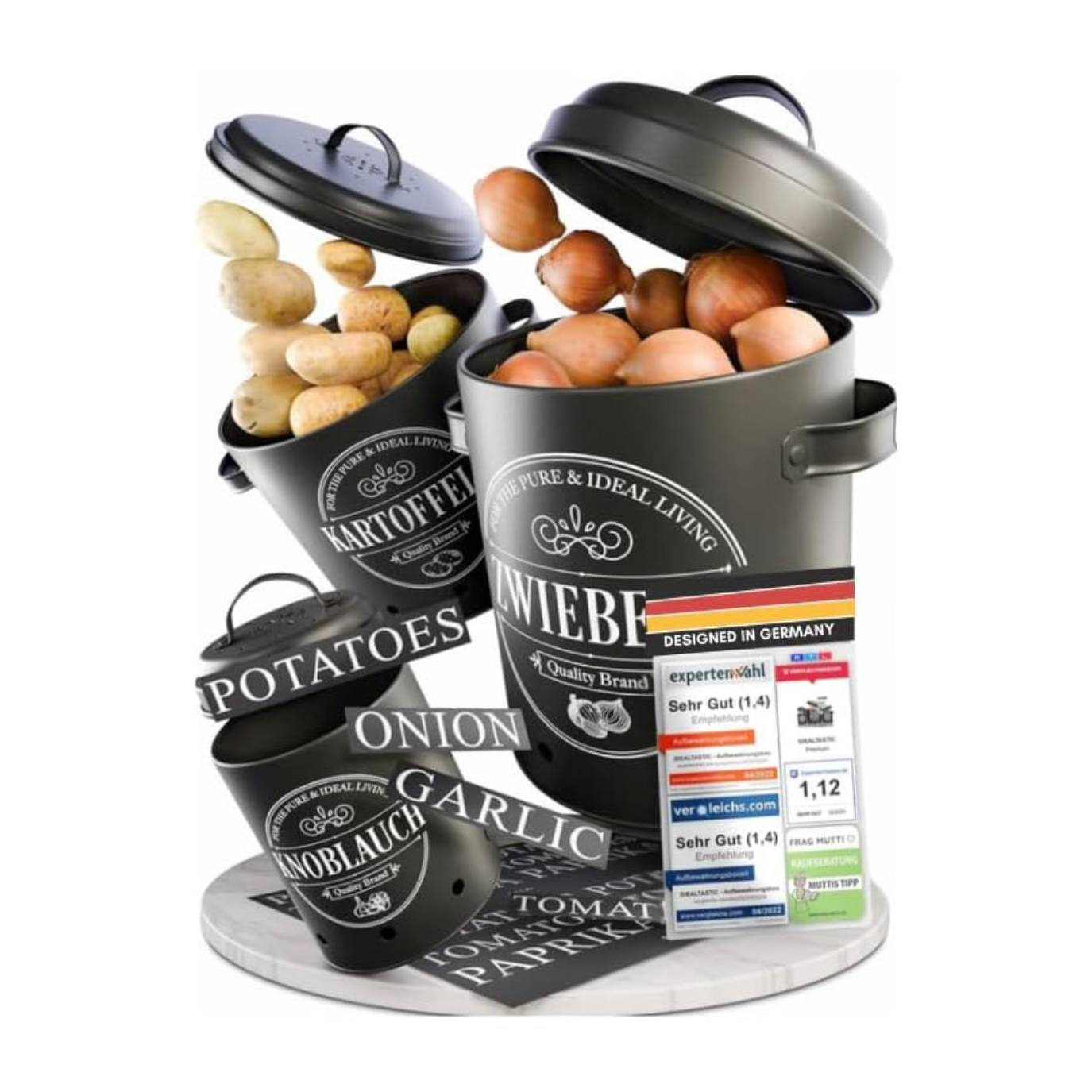 IDEALTASTIC® Premium Kartoffel Aufbewahrungsbox [3 Stück] I Vielseitig
