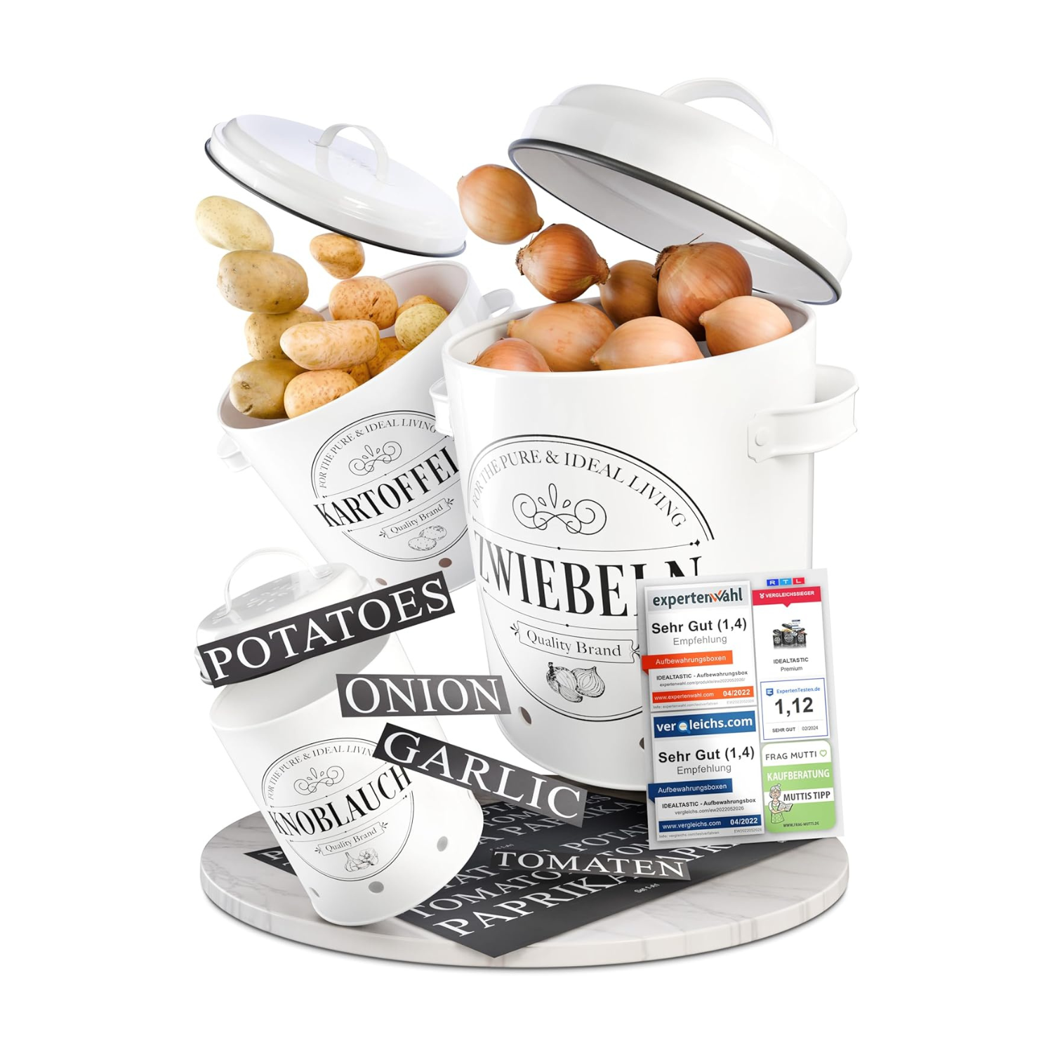 IDEALTASTIC® Premium Kartoffel Aufbewahrungsbox [3 Stück] I Vielseitig