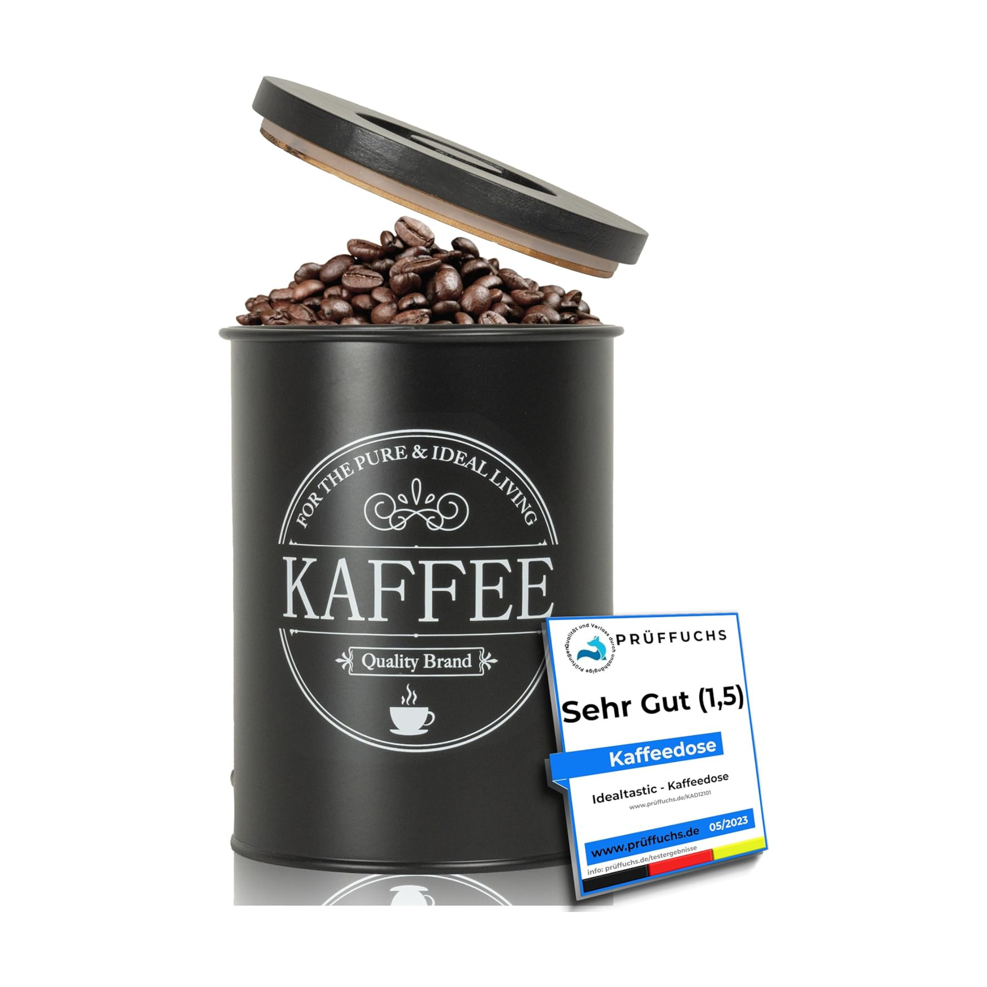 IDEALTASTIC® Premium Kaffeedose luftdicht [500g] für anhaltendes Kaffe
