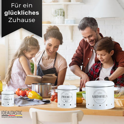 B-Stock - IDEALTASTIC® Premium Potato Storage Box [3 pieces] I Versatile potato pot set with 360° ventilation system for more freshness 