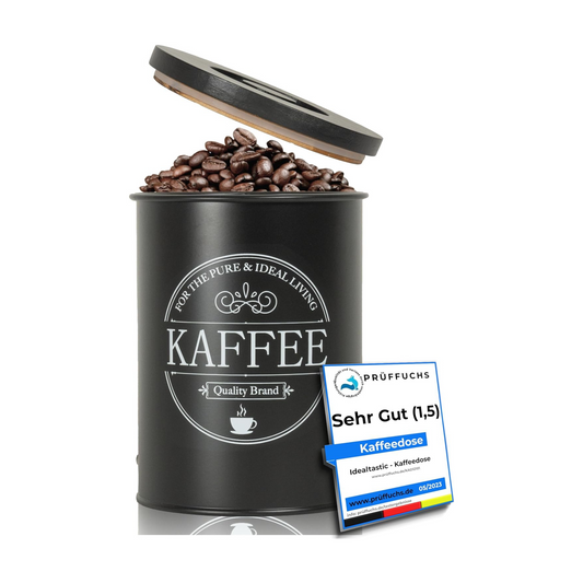 B-Stock - IDEALTASTIC® Premium airtight coffee can [500g] for lasting coffee aroma | Robust coffee can for ground coffee &amp; beans with time-saving bamboo lid | Food-tested coffee cans 