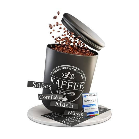 B-Stock - IDEALTASTIC® Premium Storage Container | Airtight Coffee Canister [1KG] Bean &amp; Sugar Container | Robust storage container with flexible content stickers | Sugar, coffee, cereal storage &amp; more 